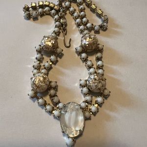 1950s milk glass and confetti lucite necklace